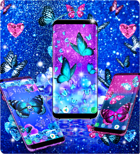 اسکرین شات 6 برنامه Blue glitz butterfly wallpaper
