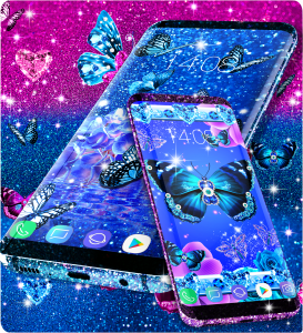 اسکرین شات برنامه Blue glitz butterfly wallpaper 4