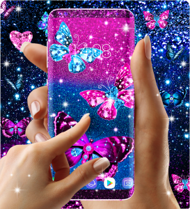اسکرین شات 3 برنامه Blue glitz butterfly wallpaper