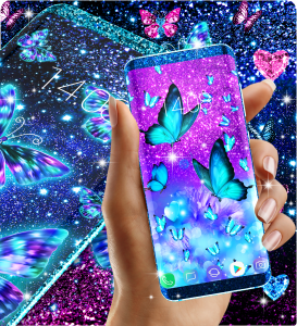 اسکرین شات 5 برنامه Blue glitz butterfly wallpaper