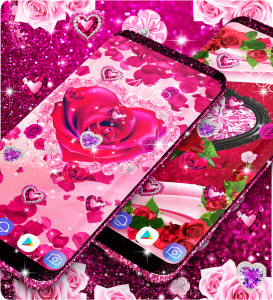 اسکرین شات 2 برنامه Diamond rose glitter wallpaper