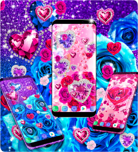 اسکرین شات 5 برنامه Diamond rose glitter wallpaper