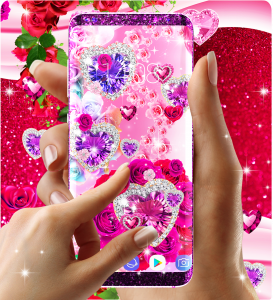 اسکرین شات برنامه Diamond rose glitter wallpaper 3