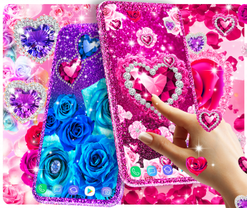 اسکرین شات 1 برنامه Diamond rose glitter wallpaper