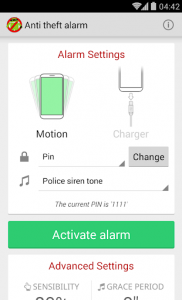 اسکرین شات برنامه Anti Theft Alarm 1