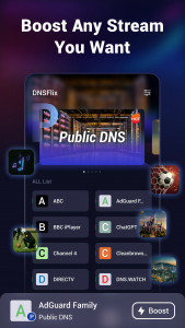 اسکرین شات برنامه DNSFlix: Stream Booster 1