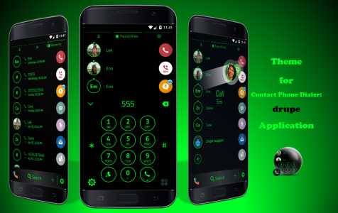 اسکرین شات برنامه Theme Dialer Circle BlackGreen 1