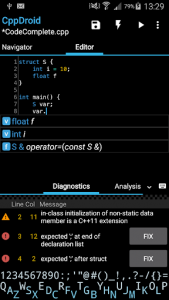 اسکرین شات برنامه CppDroid - C/C++ IDE 1