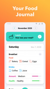 اسکرین شات 1 برنامه Nutrilio: Food Tracker & Water
