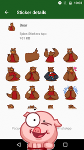 اسکرین شات برنامه WAstickerApps Cute Animals Stickers 🐷 3