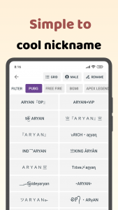 اسکرین شات برنامه Name style: Nickname Generator 2