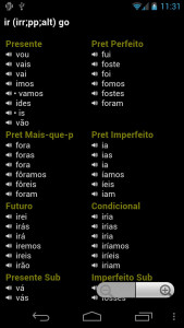 اسکرین شات برنامه Portuguese Verbs 2