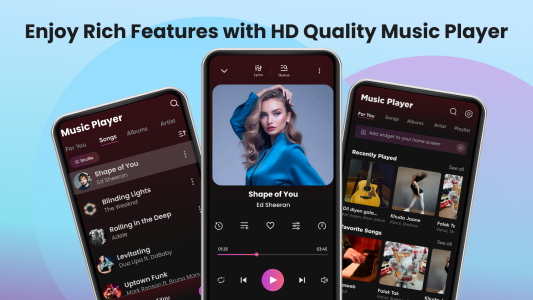 اسکرین شات 1 برنامه Music Player: Play MP3 Offline