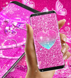 اسکرین شات برنامه Pink glitter live wallpaper 8