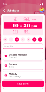 اسکرین شات 2 برنامه Unicorn Alarm Clock