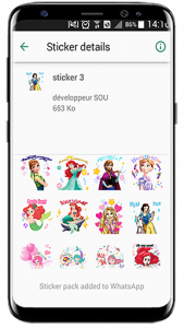 اسکرین شات برنامه Cute princess stickers for whatsapp 3