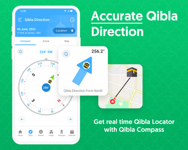 اسکرین شات برنامه Qibla Compass: Qibla Direction 1