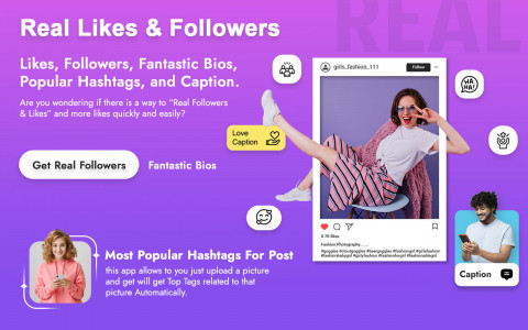 اسکرین شات 1 برنامه Real Followers & Likes via Tag