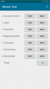 اسکرین شات برنامه Sensor Test 1