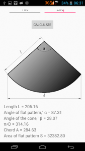 اسکرین شات برنامه Flat pattern cone calculator 5