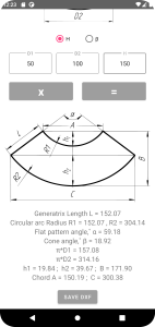 اسکرین شات برنامه Flat pattern cone calculator 5