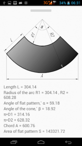 اسکرین شات برنامه Flat pattern cone calculator 3