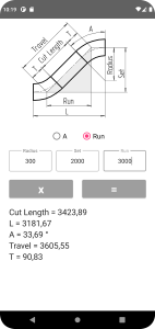 اسکرین شات برنامه Offset Pipe calculator 2