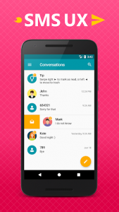 اسکرین شات برنامه Sms UX - Fast sms app, messenger, voice to text 2
