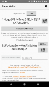 اسکرین شات برنامه Bitcoin Paper Wallet 1