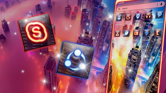 اسکرین شات 2 برنامه City Night TopView Theme