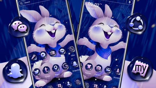 اسکرین شات 3 برنامه Cute Rainy Rabbit Theme