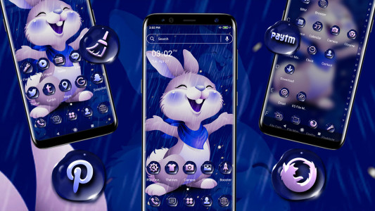 اسکرین شات 4 برنامه Cute Rainy Rabbit Theme