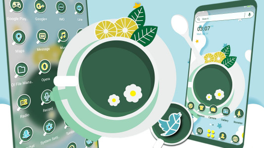 اسکرین شات 1 برنامه Green Lemon Tea Theme