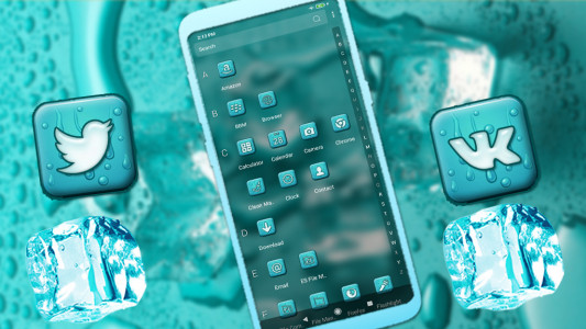 اسکرین شات برنامه Ice Cubes Mint Launcher Theme 3