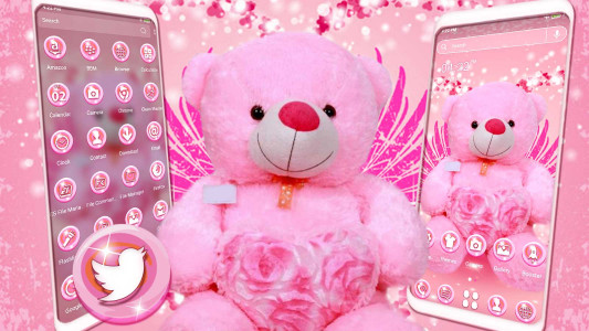 اسکرین شات 1 برنامه Pink Teddy Bear Theme