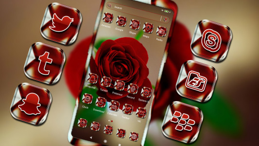 اسکرین شات برنامه Red Rose Launcher Theme 4