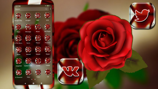 اسکرین شات برنامه Red Rose Launcher Theme 2