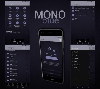 اسکرین شات برنامه Mono Blue EMUI 5/8 Theme 5