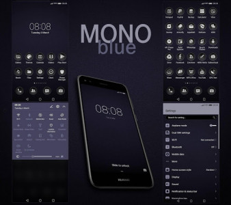 اسکرین شات برنامه Mono Blue EMUI 5/8 Theme 1