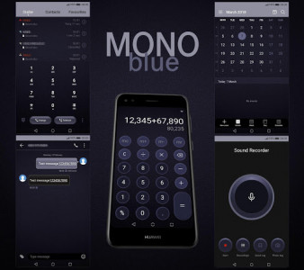 اسکرین شات برنامه Mono Blue EMUI 5/8 Theme 3