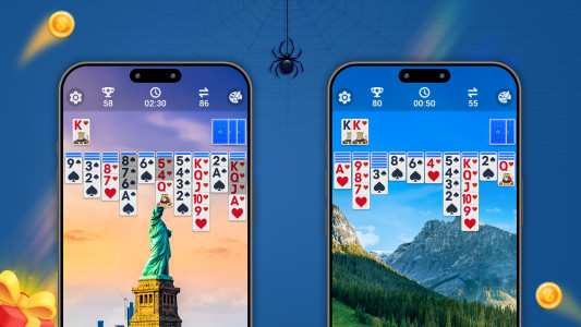 اسکرین شات 2 بازی Spider Solitaire, Large Cards