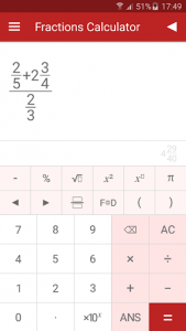 اسکرین شات برنامه Fractions Calculator 2