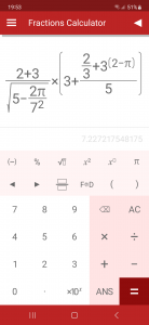 اسکرین شات 1 برنامه Fractions Calculator