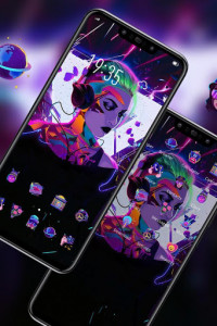 اسکرین شات برنامه Beautiful Music Girl Theme Galaxy M20 Launcher 2