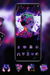 اسکرین شات برنامه Beautiful Music Girl Theme Galaxy M20 Launcher 3