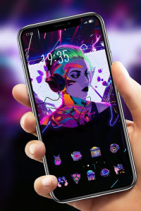 اسکرین شات برنامه Beautiful Music Girl Theme Galaxy M20 Launcher 4
