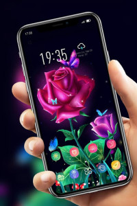 اسکرین شات برنامه Theme for galaxy shiny roses flowers hd launcher 4