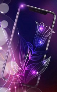 اسکرین شات برنامه Abstract Neon Shiny Purple Flower stylish Theme 1