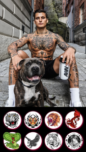 اسکرین شات برنامه Tattoo my photo: tattoos for men- 3D tattoo design 3