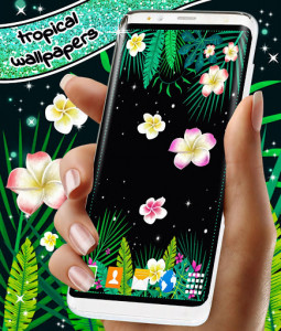 اسکرین شات برنامه Jungle Leaves and Flowers 🌴 Live Wallpaper Themes 3